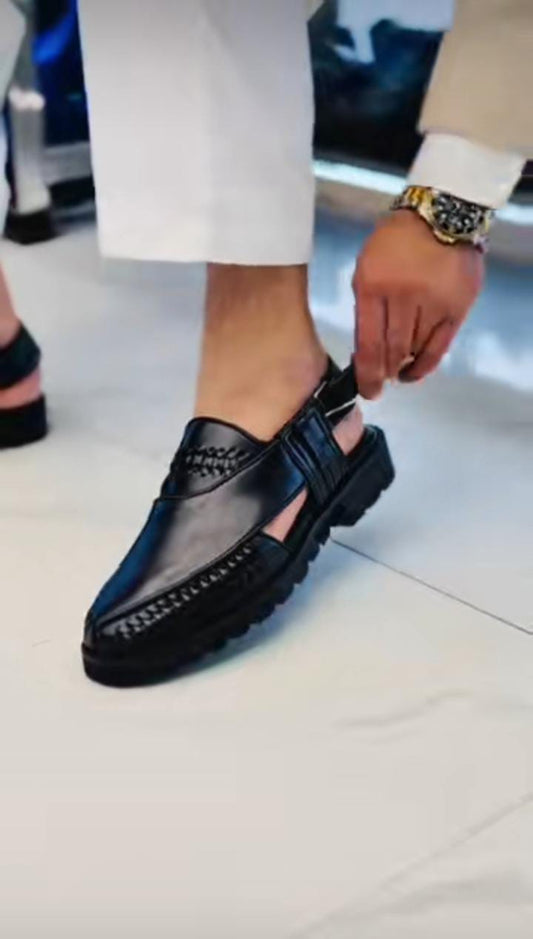 3 Inch Height Increase Skull Pure Leather Shoes & Keheri Peshawari Chappal – Brown & Black